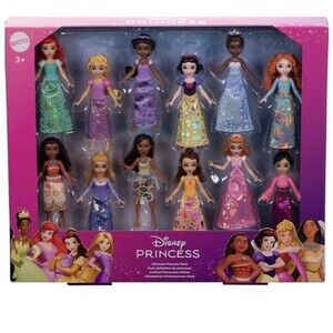New Mattel Disney Ultimate Princess Pack 12 Small Posable Dolls 3.5” Rapunzel +